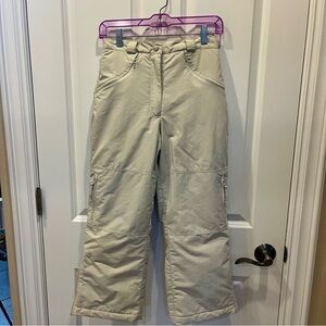 KIDS SZ 12 LL BEAN SNOW BUSTER UNISEX BONE COLORED LINED SNOW & SKI PANTS